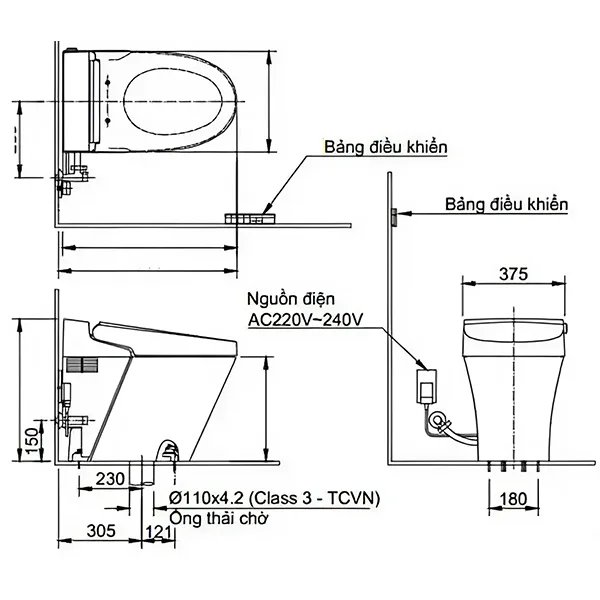 Bồn cầu thông minh AC-G216VN/BW1