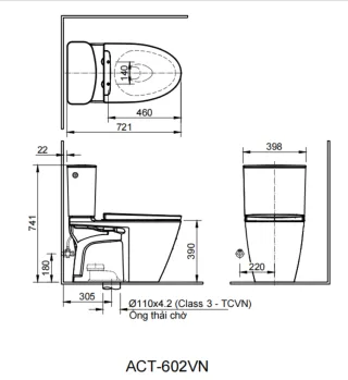 Ảnh 5 của Bồn cầu 2 khối xả cảm ứng ACT-602VN