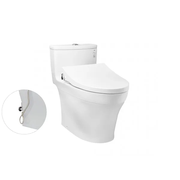 Bàn cầu một khối MS885DE4, nắp đóng êm kèm vòi rửa nước lạnh TCW1211A