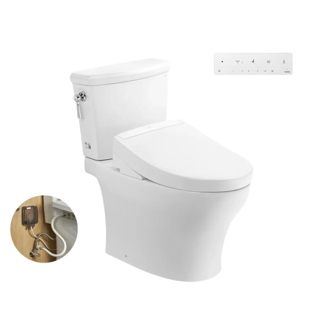 Bàn cầu 2 khối CS986GW25 kèm nắp rửa điện tử WASHLET dòng S5 – TCF34461GAA