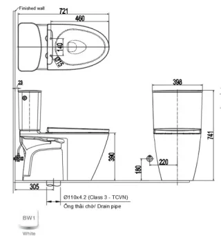 Ảnh 2 của Bồn cầu cảm ứng kết hợp nắp rửa điện tử ACT-602+CW-KA22AVN