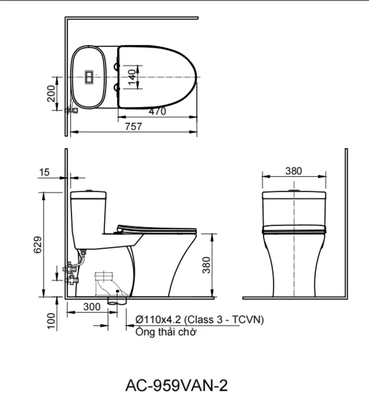 Bồn cầu 1 khối AC-959VAN-2