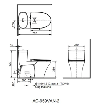 Ảnh 7 của Bồn cầu 1 khối AC-959VAN-2