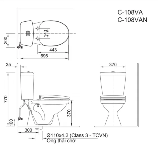 Bồn cầu 2 khối C-108VA