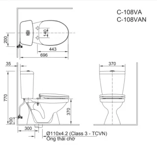 Ảnh 3 của Bồn cầu 2 khối C-108VA