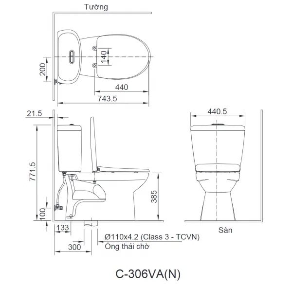 Bồn cầu 2 khối C-306VAN