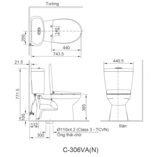 Ảnh 4 của Bồn cầu 2 khối C-306VAN