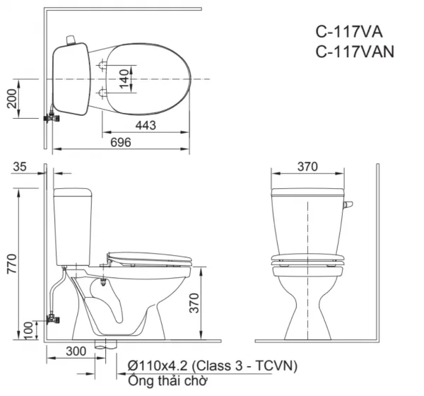 Bồn cầu 2 khối C-117VAN